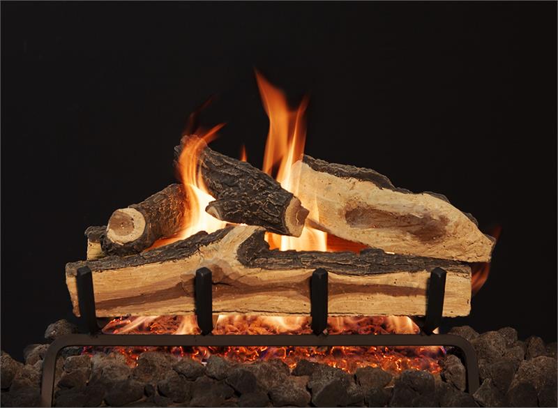Mountain Split Oak Vented Gas Log set with Grand Canyon 3 Flame Burner