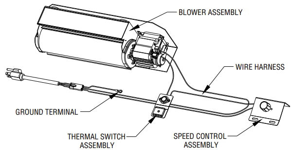 Blower Fan Heat Activated Blower Kit for Linear Direct Vent 48" Fireplace F4868 FBK-LIN48