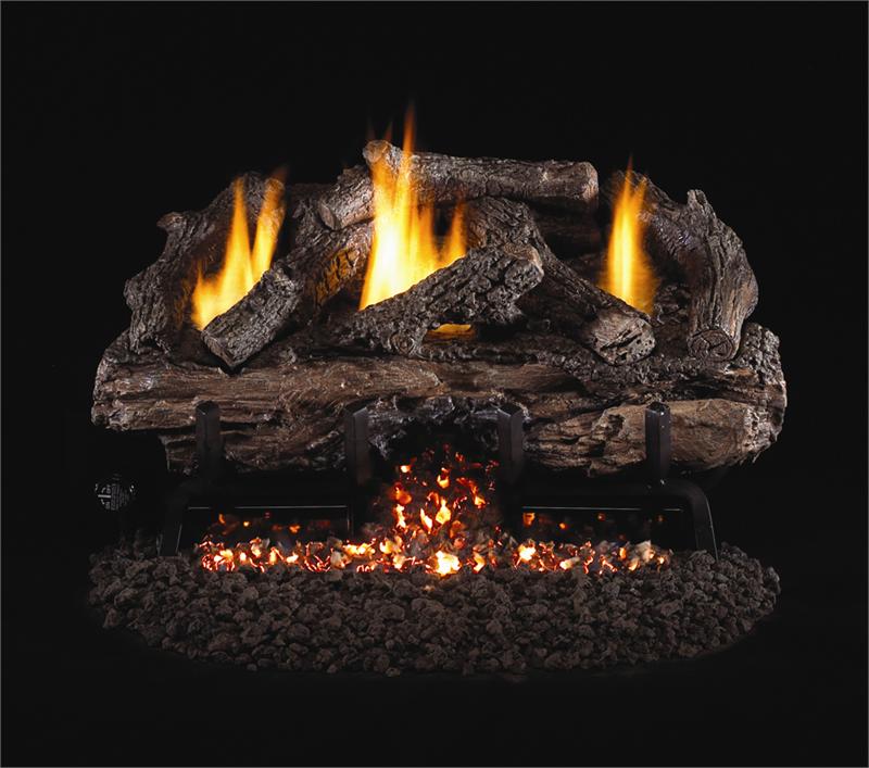 RH Peterson 18" Real Fyre Charred Aged Split Oak Vent Free Logs with G10 Burner