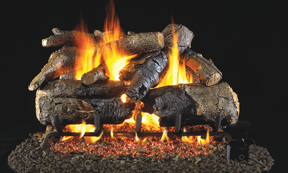 Charred American Oak Vented Gas Log Set
