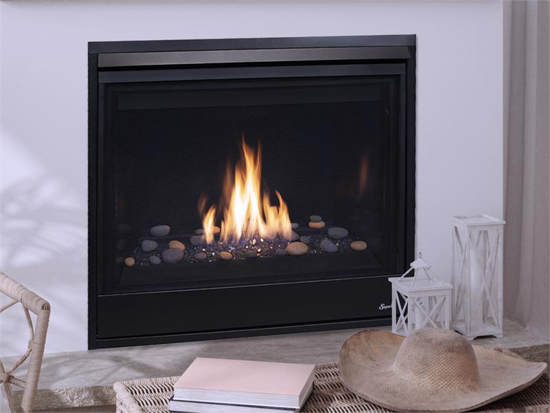DRC3000 Series Fireplace with Glass Media and Rock Media Kits