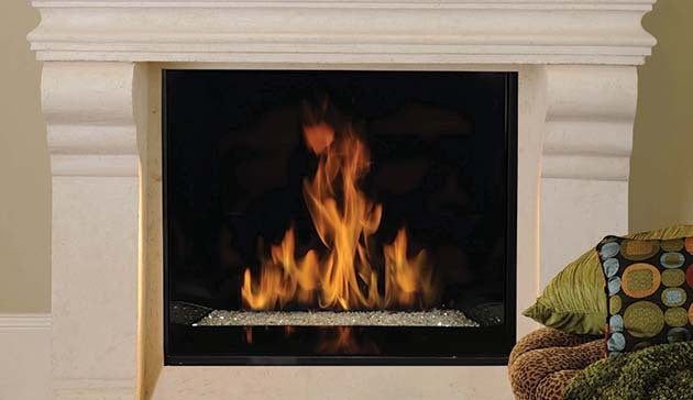 Contemporary 45" Glass Media Gas Direct Vent Fireplace with Ceramic Glass Porcelain Interior and Remote by Superior DRC6300 Series DRC6345 F2213