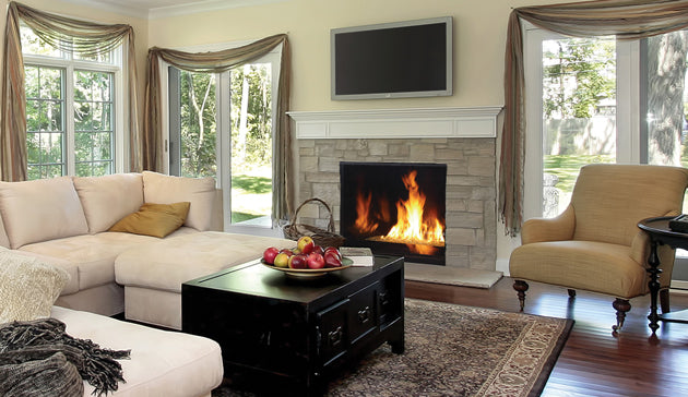 40" Contemporary Direct Vent Glass Media Signature Series Fireplace with Ceramic Glass Porcelain Interior and Remote by Superior DRC6300 DRC6340 F2210