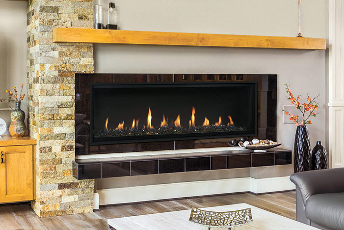 Linear Direct Vent Gas Fireplace 48" with Ceramic Glass and See Thru Options Including Indoor Outdoor Conversion DRL4048 DRL4000 by Superior F4846