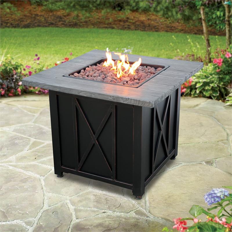 Outdoor Propane Gas Wood Grain Print Firepit Table GAD1450SP