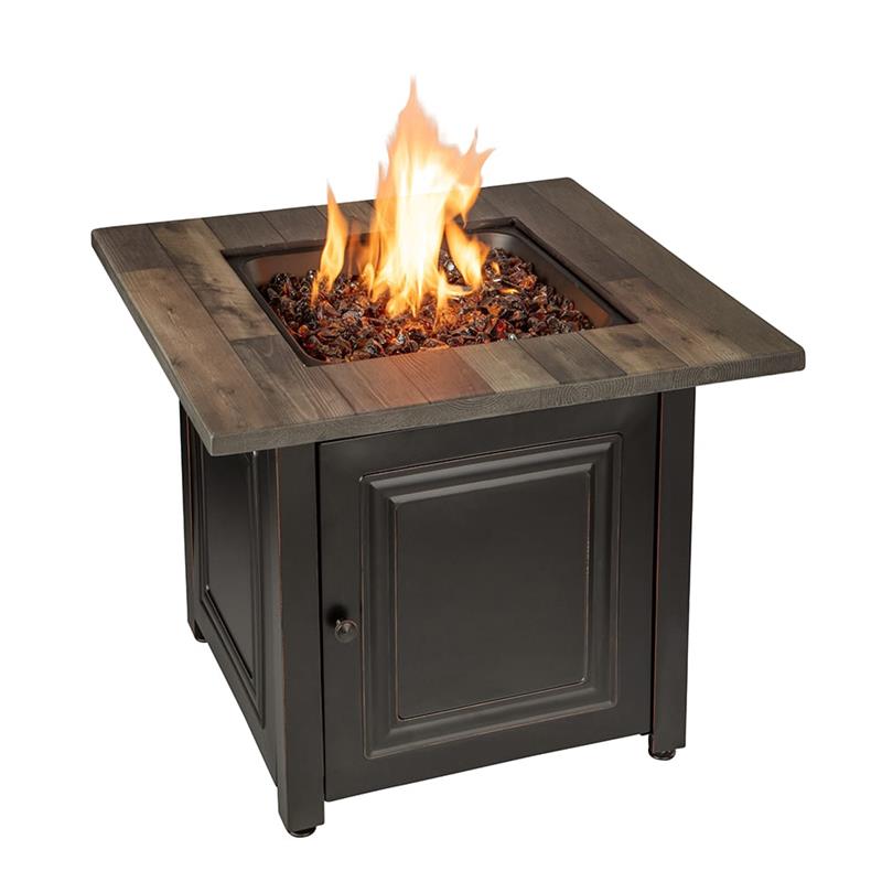 Burlington Propane Gas Outdoor UV Printed Faux Wood Firepit Table GAD15285SP