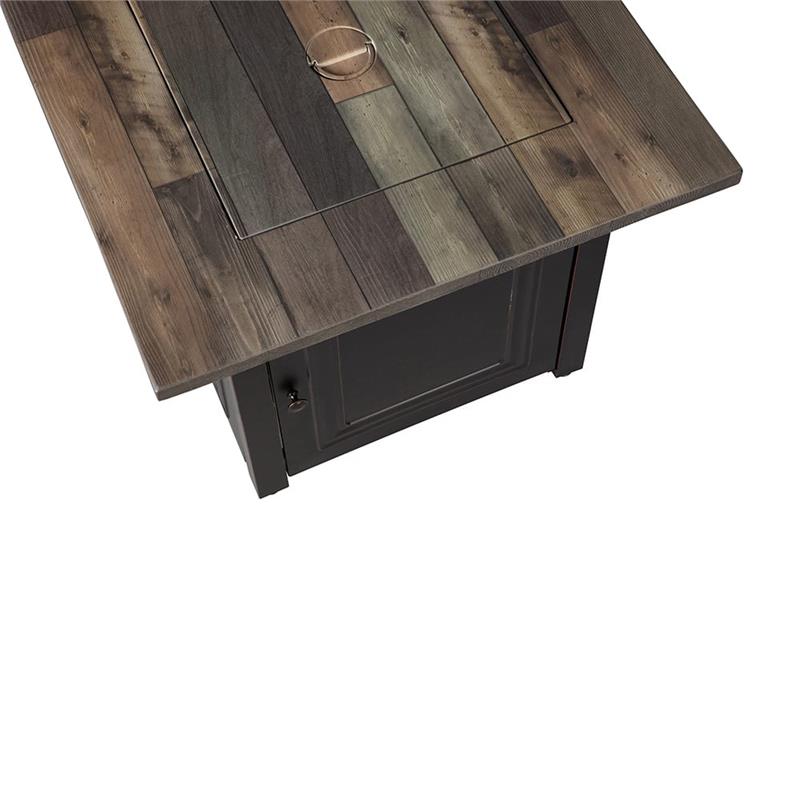 Burlington Propane Gas Outdoor UV Printed Faux Wood Firepit Table GAD15285SP