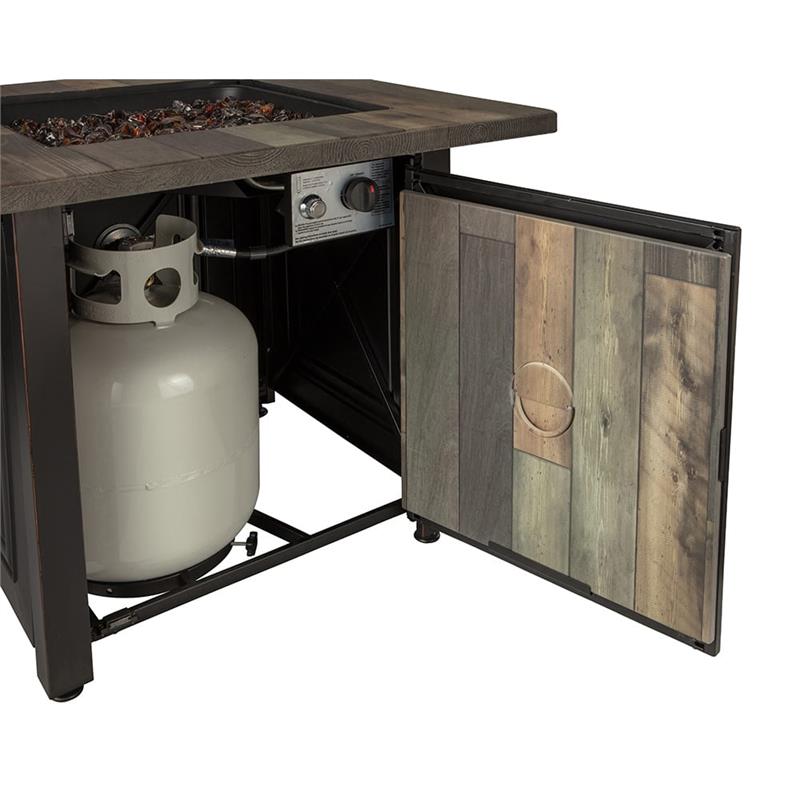 Burlington Propane Gas Outdoor UV Printed Faux Wood Firepit Table GAD15285SP