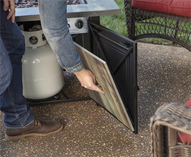 Burlington Propane Gas Outdoor UV Printed Faux Wood Firepit Table GAD15285SP