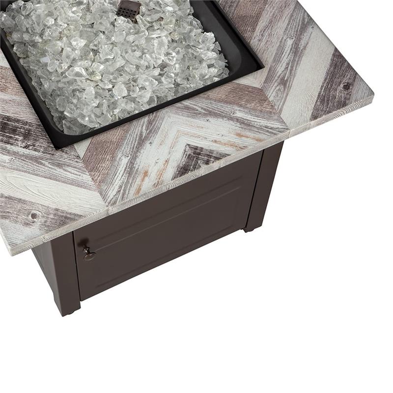 Duvall Propane Gas Outdoor Printed Faux Wood Firepit Table GAD15287SP