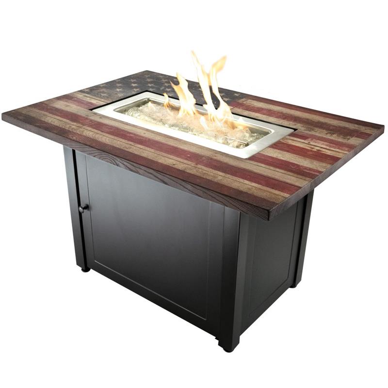 The Americana Propane Gas Rectangular American Flag Outdoor Firepit GAD17108ES
