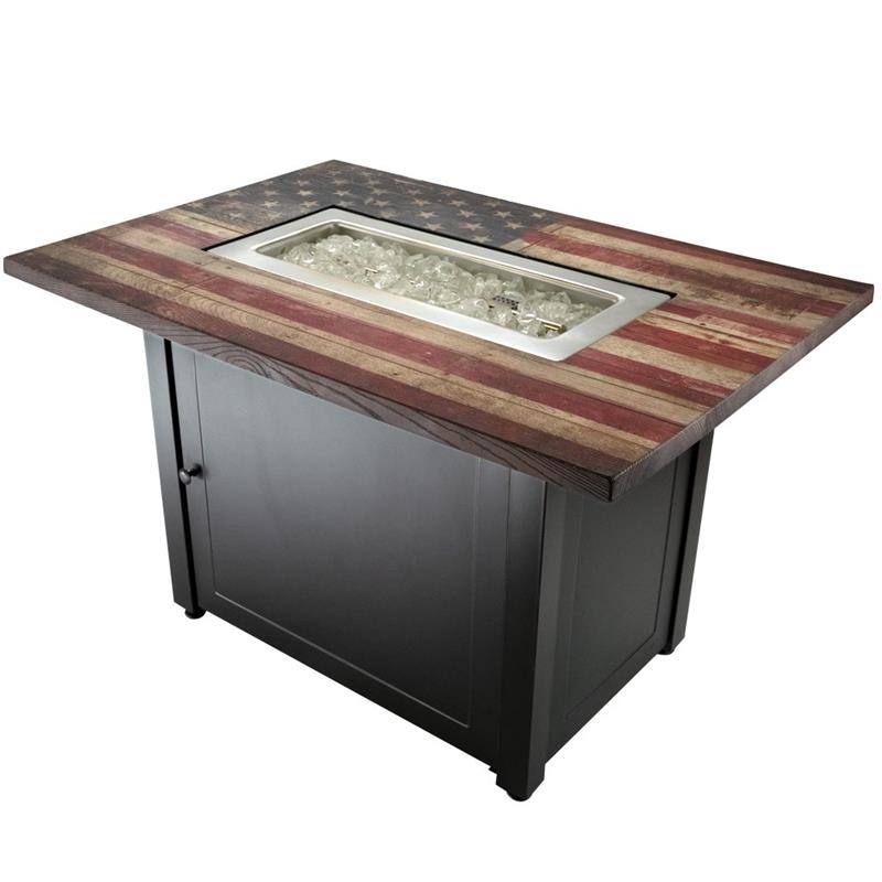 The Americana Propane Gas Rectangular American Flag Outdoor Firepit GAD17108ES