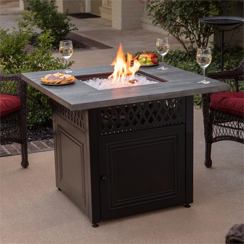 The Dakota Propane Gas Faux Wood Outdoor Dual Heat Technology Firepit Table GAD19101ES