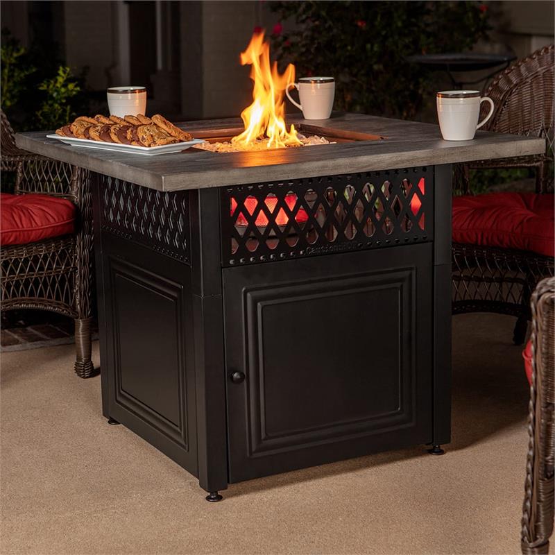 The Dakota Propane Gas Faux Wood Outdoor Dual Heat Technology Firepit Table GAD19101ES