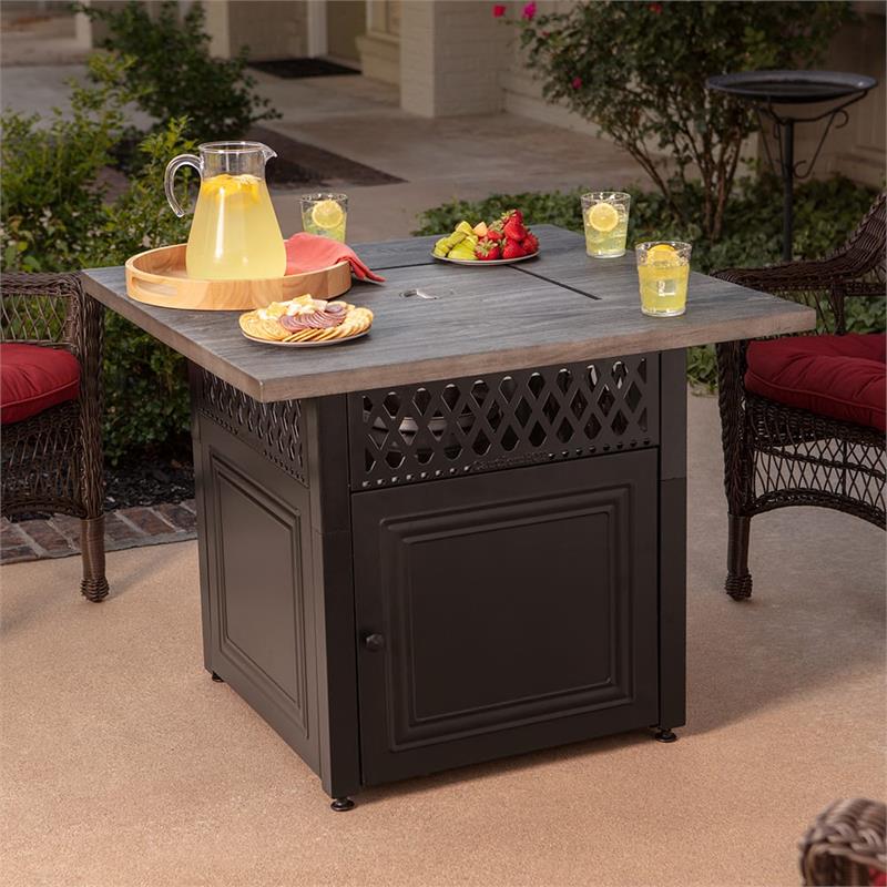The Dakota Propane Gas Faux Wood Outdoor Dual Heat Technology Firepit Table GAD19101ES