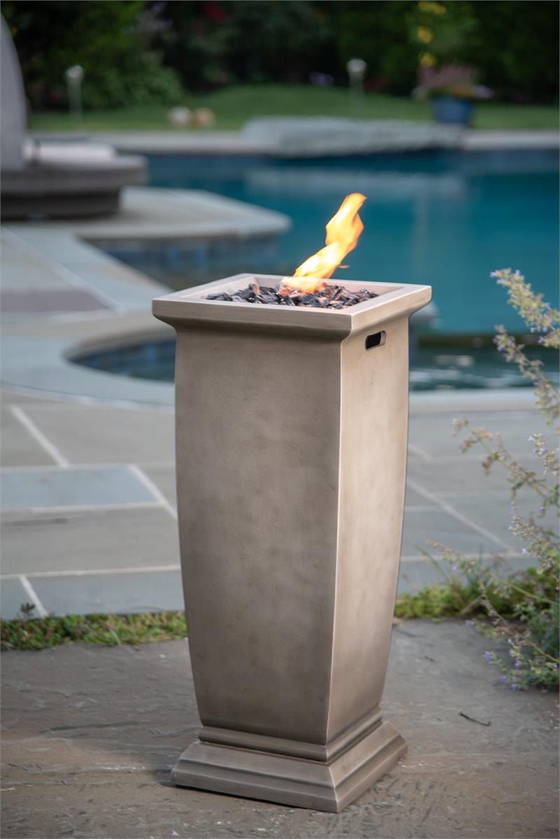 Large 10K BTU Slate Finish Propane Gas Fire Column GLT1356SP