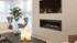 Jade 42" Linear Fireplace with clean face trim and driftwood logs