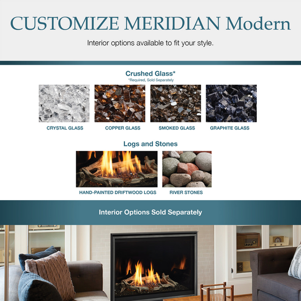 Meridian Modern Series Majestic 36" Direct Vent Gas Fireplace with Intellifire Touch Ignition System