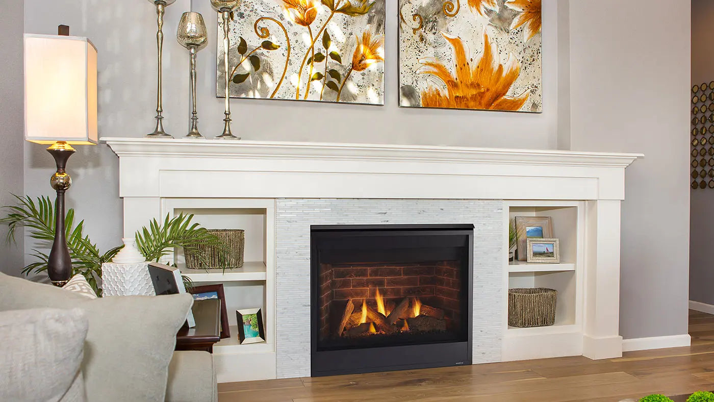 Quartz 36" Fireplace with Tavern Brown Liner