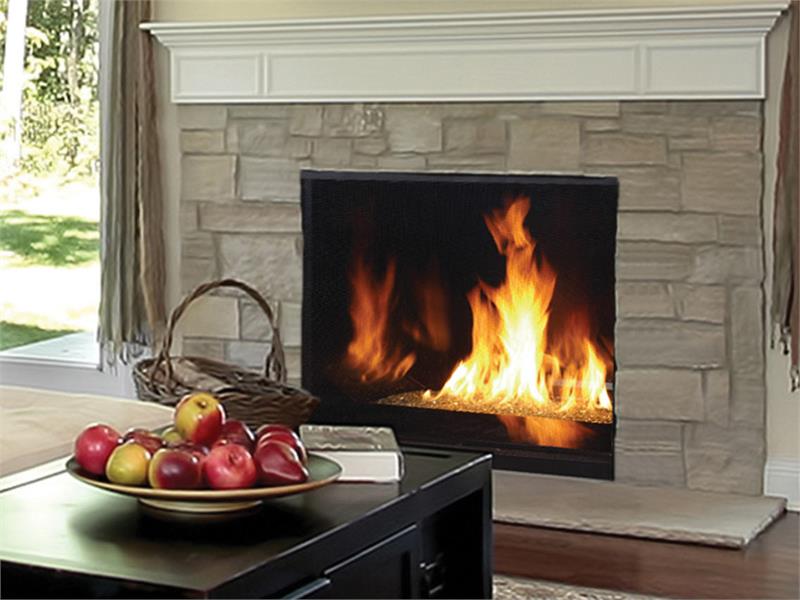 Contemporary 45" Glass Media Gas Direct Vent Fireplace with Ceramic Glass Porcelain Interior and Remote by Superior DRC6300 Series DRC6345 F2213