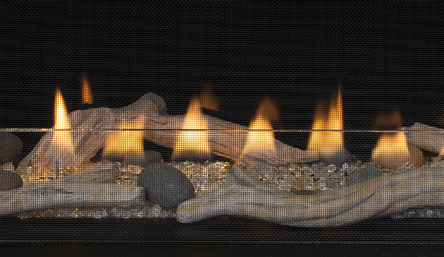 Linear Vent Free 45" Electronic Ignition Complete Contemporary Fireplace with Floor Lighting Platinum Glass Remote Control by Superior VRL3000 VRL3045