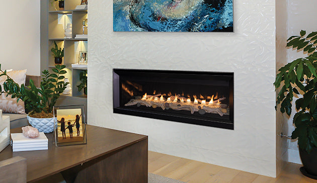 Linear Vent Free 45" Electronic Ignition Complete Contemporary Fireplace with Floor Lighting Platinum Glass Remote Control by Superior VRL3000 VRL3045