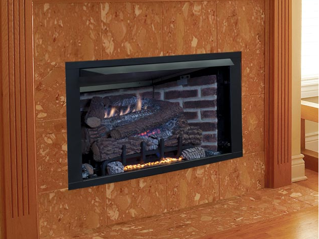 Complete Vent Free 36" Fireplace with a Clean Face Radiant Firebox Burner with Gas Logs and Blower Fan VRT4036