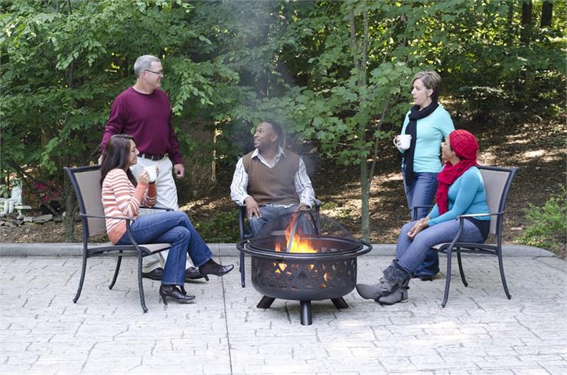 Oil Rubbed Bronze Wood Burning Outdoor Fire Pit with Lattice Design WAD792SP