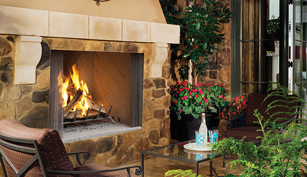 Outdoor Wood Burning 50" Fireplace with Masonry Custom Interior Liners by Superior WRE6000 WRE6050 F4224