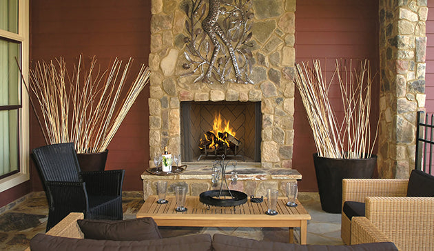 Outdoor Wood Burning 36" Fireplace with Masonry Custom Interior Liners by Superior WRE6000 WRE6036 F4222
