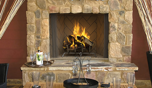 Outdoor Wood Burning 36" Fireplace with Masonry Custom Interior Liners by Superior WRE6000 WRE6036 F4222