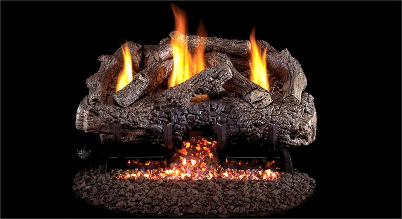 Real Fyre Charred Frontier Oak 18" Vent Free Gas Log Set with G10 Series Burner