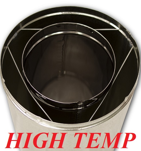 12HT Chimney Pipe Wood Burning 12&quot; Inner 15-3/8&quot; Outer Double Wall 2100 Degree High Temp Pipe