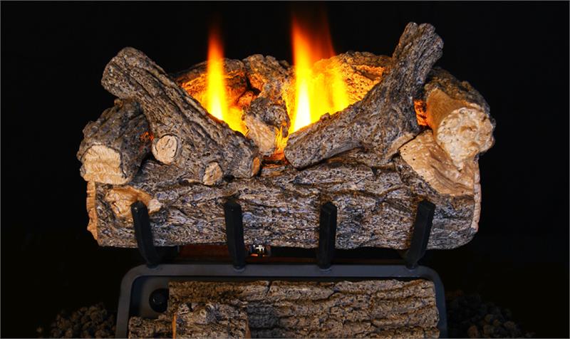 Valley Oak Real Fyre Vent Free Gas Log Set with G8 20,000 BTU Burner by RH Peterson