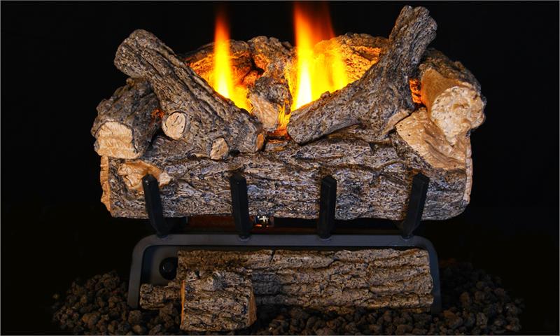 VO8E-16 Valley Oak Real Fyre 16" Vent-Free Gas Log Set with G8E Series Burner by RH Peterson