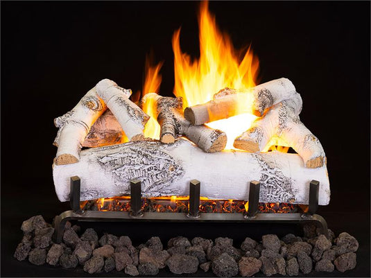 Outdoor 24' Ashton Birch 7 Piece Gas Log Set with Dual Burner