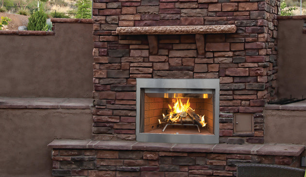 Superior Outdoor Stainless Steel Wood Burning Fireplace 36&quot; WRE3036 F0453 F0454