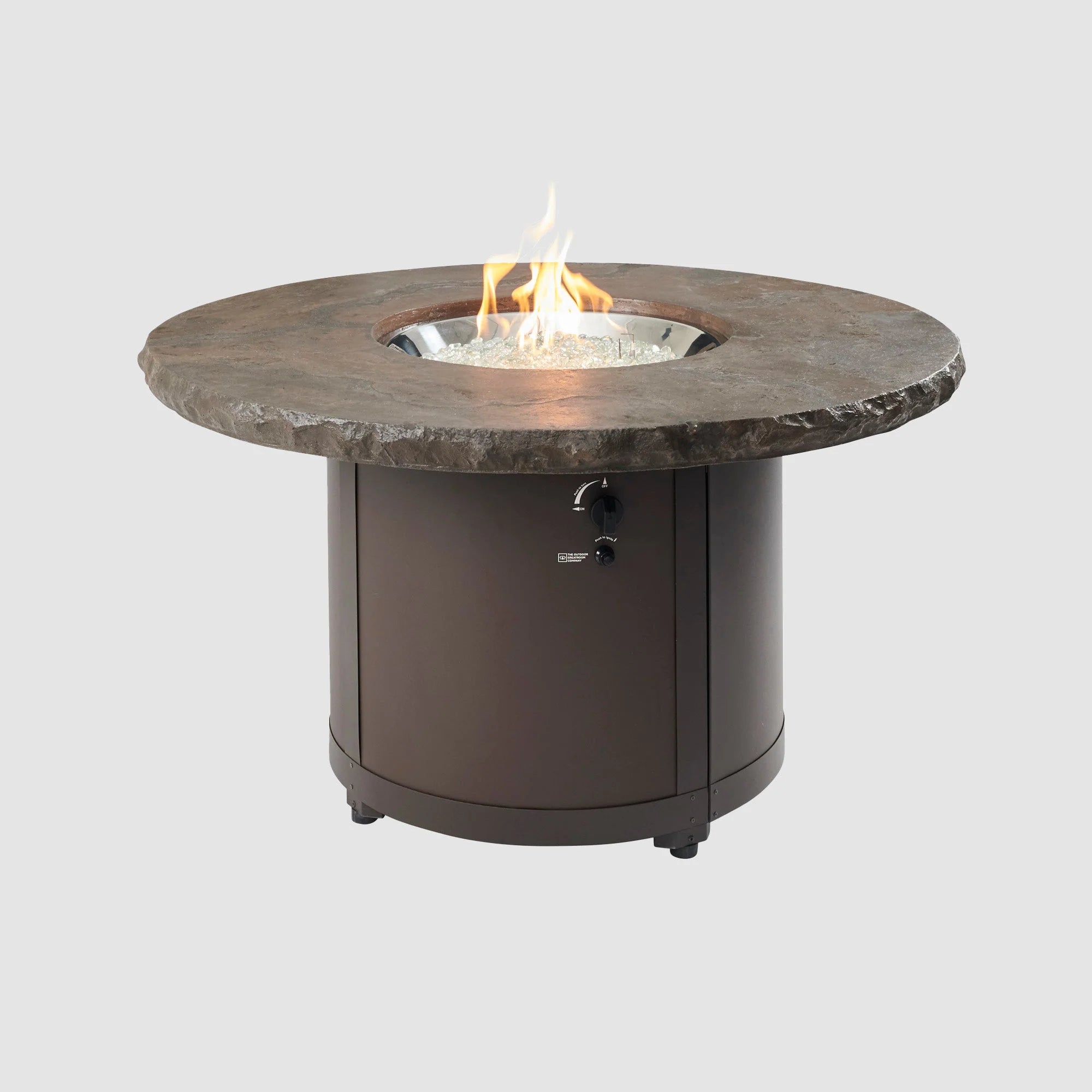 Round Beacon Firepit Table in MARBLEIZED NOCHE