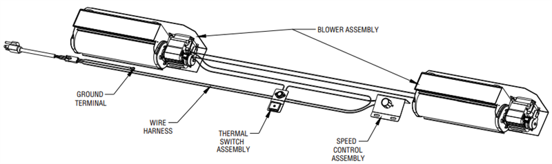 Blower Fan Kit 2 Piece Variable Speed for Superior Linear Fireplaces F4580 FBK-LIN-B