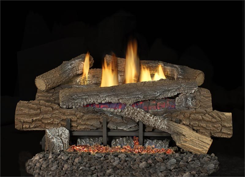 Boulder Mountain Concrete Gas Log Set 24&quot; with Glowing Superior Vent Free Gas Burner with Embers LBG24BM