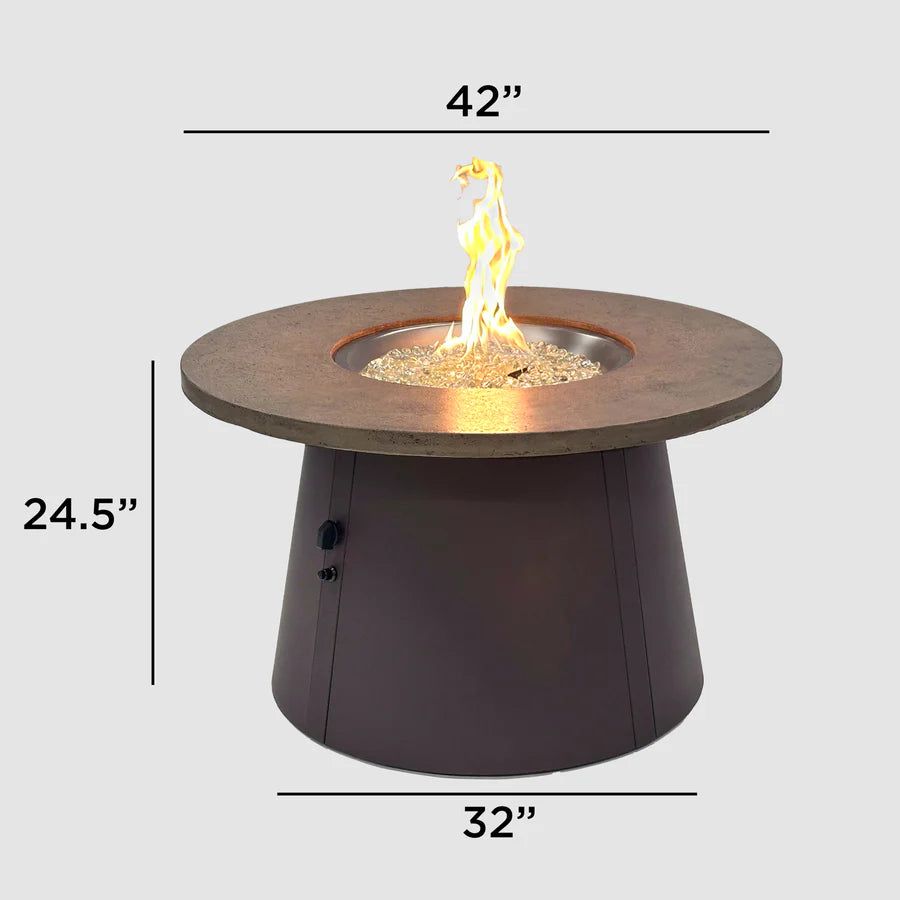 Cirvalo Round Gas Fire Pit Table with Fossil Brown Top Dimensions