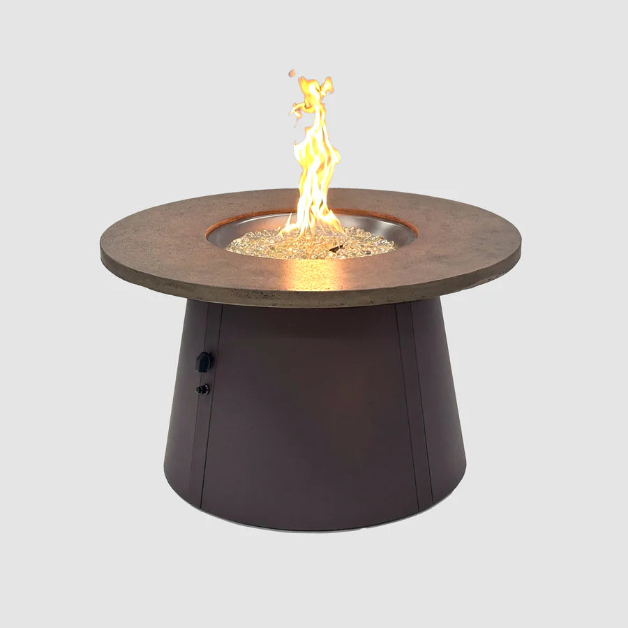 Cirvalo Round Gas Fire Pit Table with Fossil Brown Top