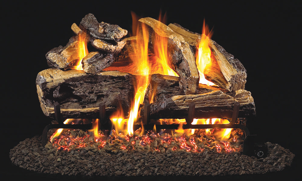 Charred Rugged Split Oak Vented Gas Log Set