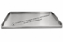 A rectangular stainless steel tray with a brushed metal finish