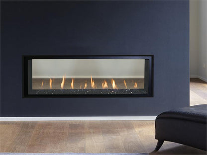 Linear Direct Vent Gas Fireplace 72&quot; with Ceramic Glass Black Crushed Glass Media and See Thru Option DRL4072 DRL4000 by Superior F4390