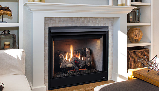 45" Direct Vent Complete Luxurious Fireplace with Gas Logs Interior Lighting Blower and Remote by Superior DRT4245 DRT4200 Series F4307 F4308