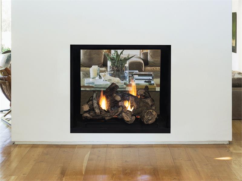 See Thru Complete 40&quot; Direct Vent Indoor Outdoor Fireplace with Battery Back Up Ceramic Glass and Full Function Remote by Superior DRT63ST F4692 F4693