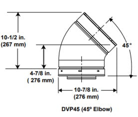 45 Degree Elbow Hearth Home Technologies Direct Vent Pipe DVP45