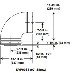 90 Degree Elbow Hearth Home Technologies Direct Vent Pipe DVP90ST