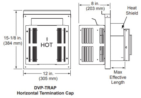 Horizontal Termination Cap with Short Flue Hearth Home Technologies Direct Vent Pipe DVP-TRAP1